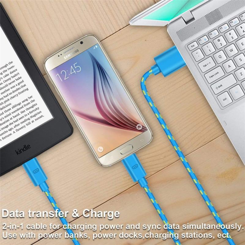 Nylon Braided Data Fast Charger USB Cord For Samsung HTC LG Huawei Xiaomi Redmi Android Phone Charging Cables Fast Charging