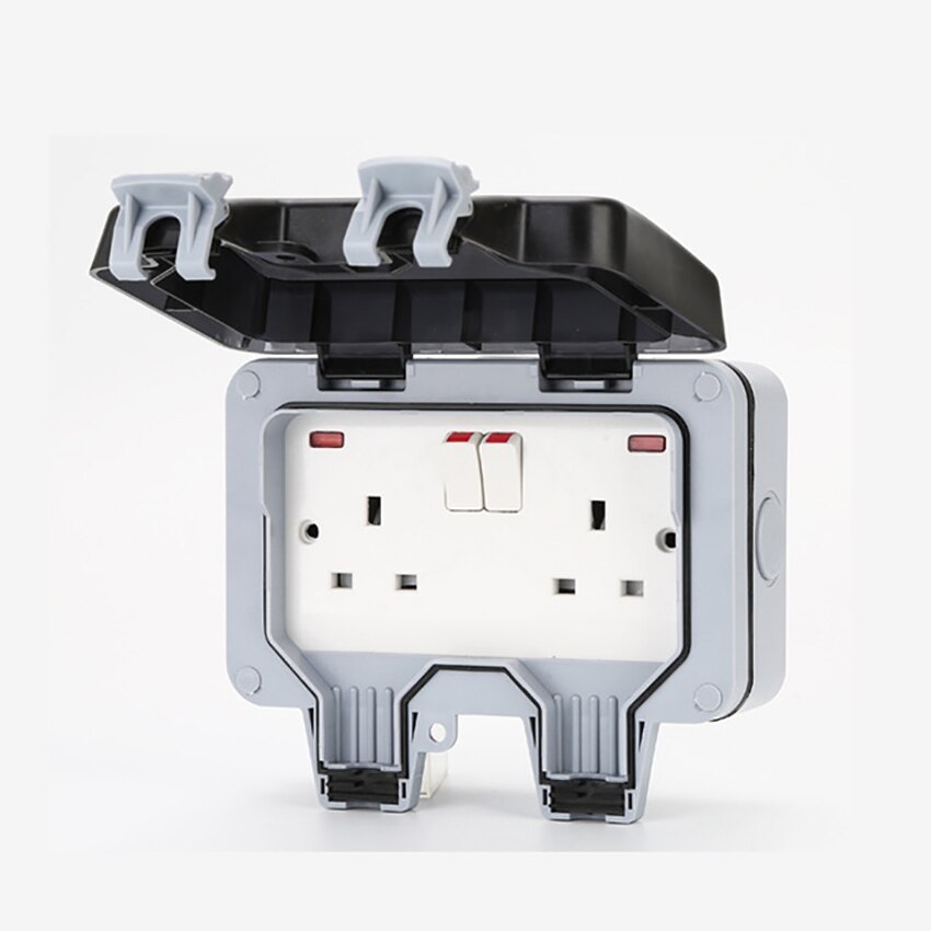 Double Combination Switches, Waterproof Cover Wall Switch Receptacle with LED Indicator Combination 3-Way Switch + Outlet