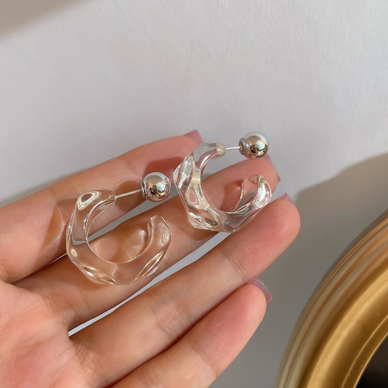 Farverige klar harpiks akryl øreringe til kvinder geometriske hule statement øreringe piger smykker: 11