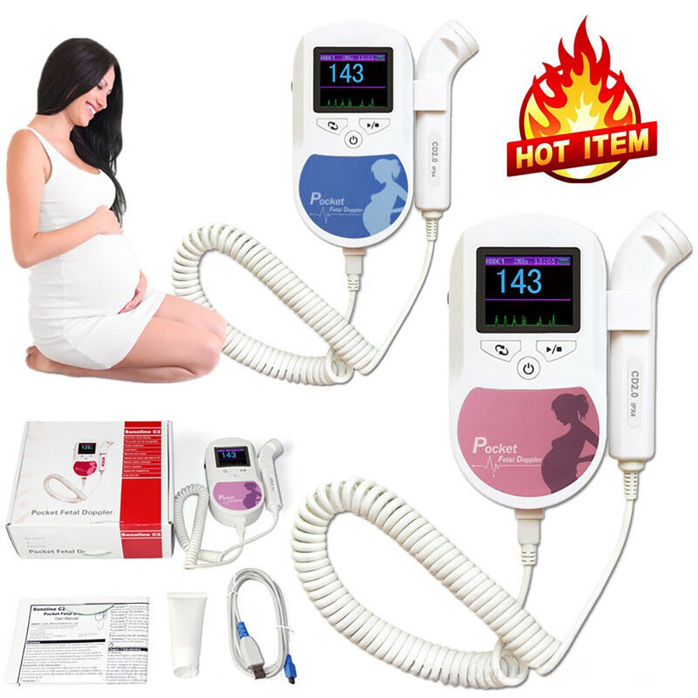 Fetal doppler ultraljud baby hjärtslagsdetektor hem gravid doppler baby pulsmätare pocket doppler 2.0 3.0 8.0 mhz
