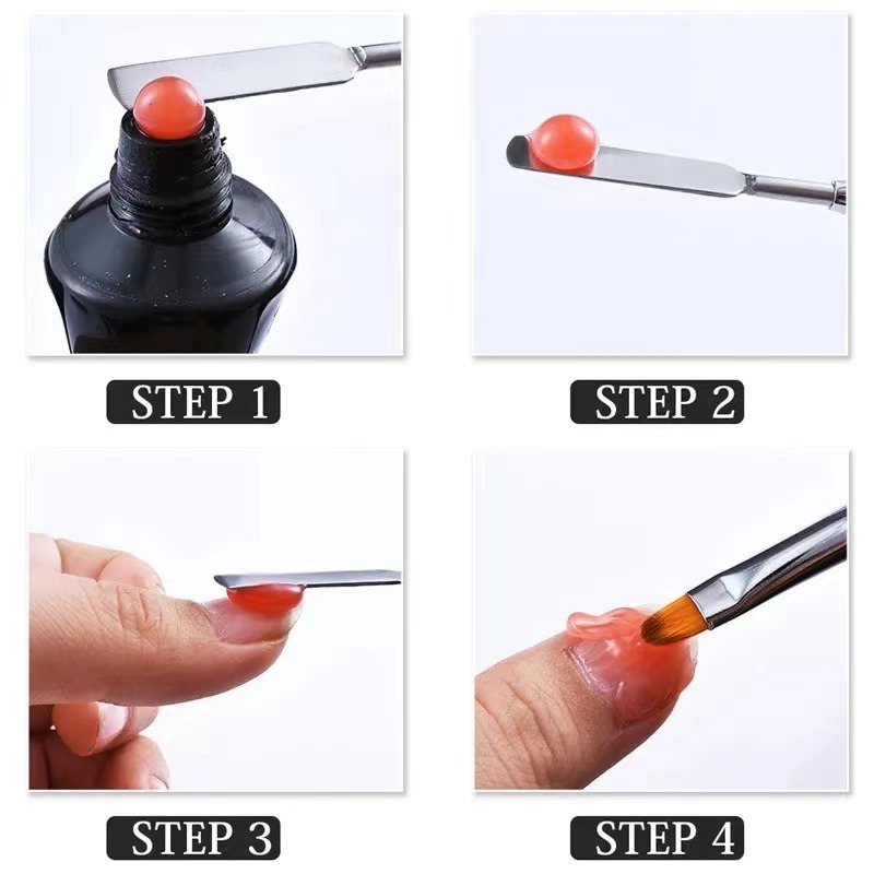 2-in-1 Dual beendet Poly Nagel Gel Bürste Pflücker Nagelbürste und Spachtel Edelstahl Gel für NäGel Verlängerungsgel Werkzeug