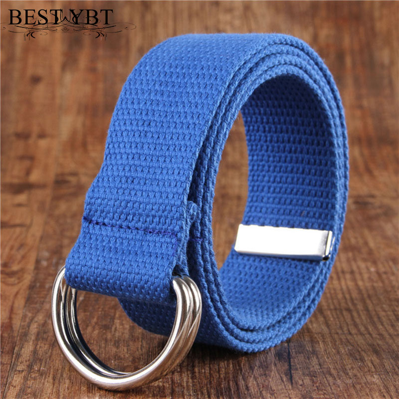 Beste Ybt Unisex Riem Canvas Legering Dubbele Ring Gesp Riem Verstelbare Outdoor Casual Multicolor Vrouwen En Mannen Riem