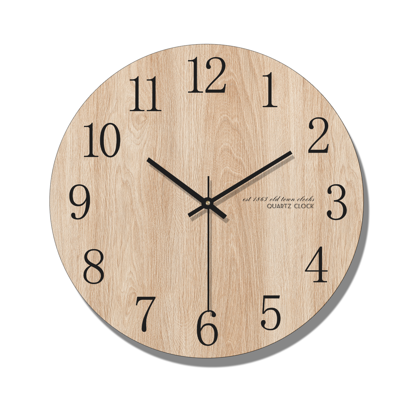 Arabic Numeral Round Wooden Digital Wall Clock Silent Living Room Wall Decor Saat Home Decoration Watch Wall