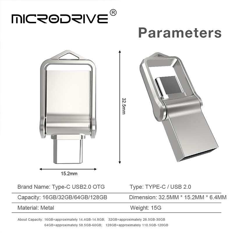 Type C USB2.0 Flash Drives Mini Metalen Pen Ultra Dual Memory Stick 16Gb 32Gb 64Gb 128Gb duim Creatieve Relatiegeschenken