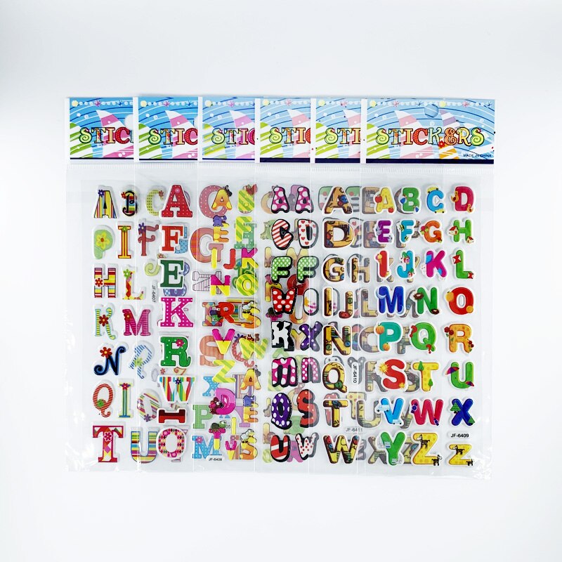 12 sheets/set letter and number sticker for kids boys girls learning DIY toys cartoon scrapbook stickers