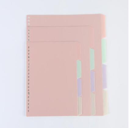 A5 Loose Leaf Soft Side Notebook Journal Planner Transparent Horizontal Line Notebooks School Office Stationery: Pink index 4pcs / A5