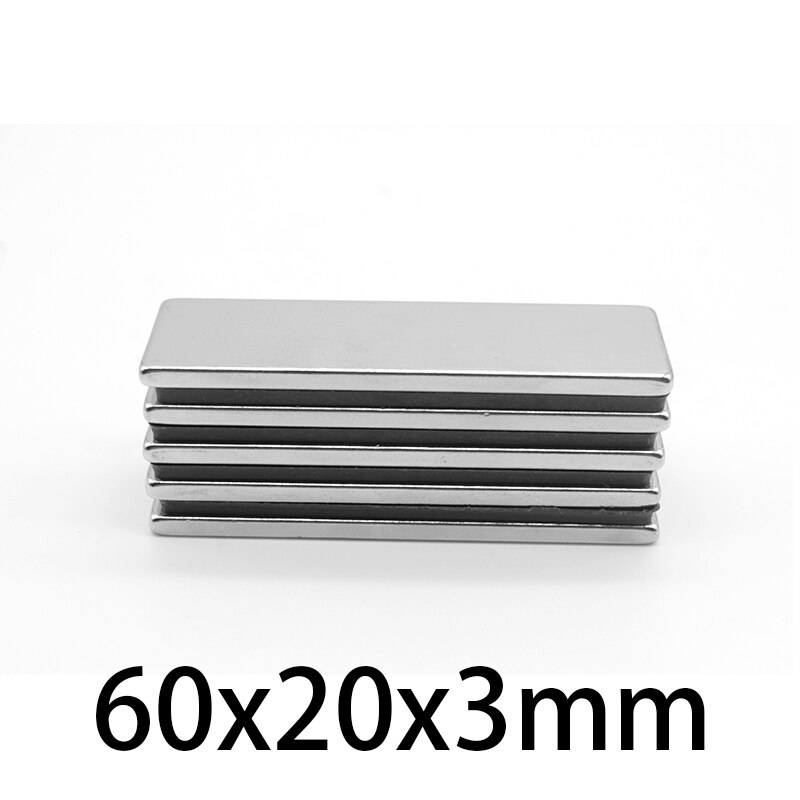 3-30 Pcs 60X20X3 Mm Ndfeb Super Sterke Neodymium Magneten Blok Permanente Magneet 60X20X3 Mm N35 Krachtige Magnetische 60*20*3Mm