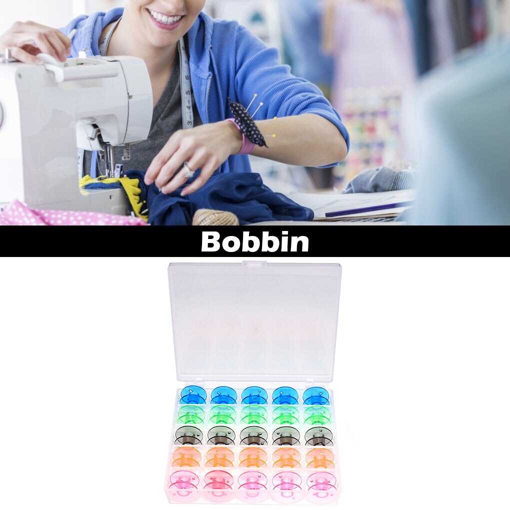 25 Pcs/Box Empty Bobbin DIY Crafting Sewing Machine Plastic Spools Thread Organizer With Storage Box Holder Sewing Tools Supply