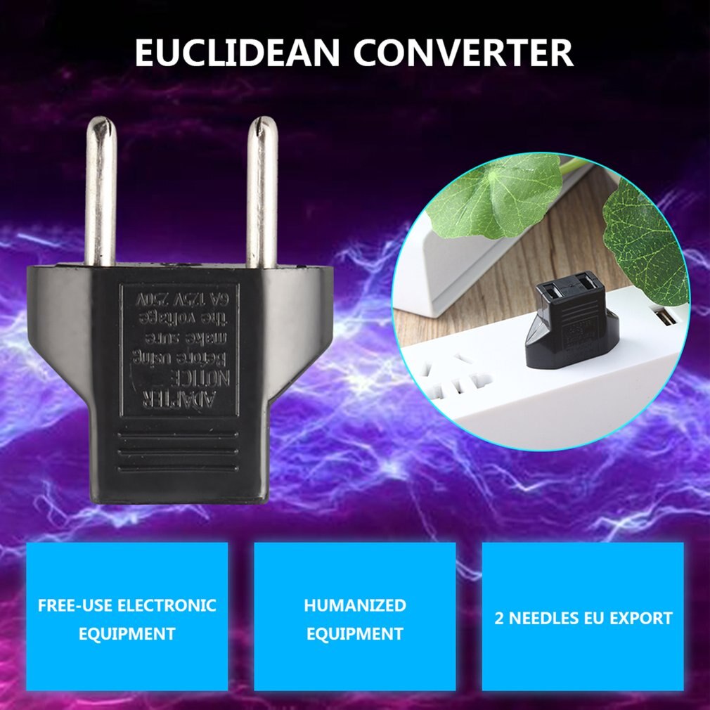 Enchufe adaptador de la UE 2 Pin plano a la UE 2 enchufe de clavija redonda cargador de energía comprar 1 obtener 1 gratis