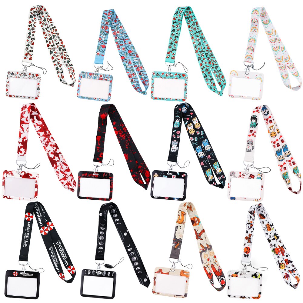 Flyingbee X2415 Neue horizontale Richtung Lanyard Kreditkarte ID Halter Abzeichen Student Reise Bank Bus Visitenkarte Abdeckung Abzeichen