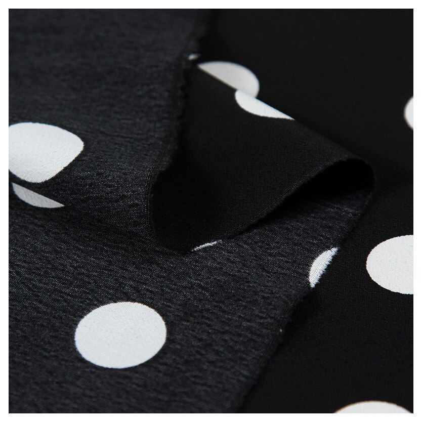 Soft Black and White Polka Dot Chiffon Dress Fabric by the Meter