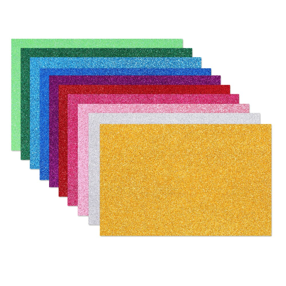Supvox 10pcs DIY Sheets Colorful EVA Sheets A4 Glittering Paper For DIY Scrapbooking Projects Art Craft Sponge Shiny Sheets
