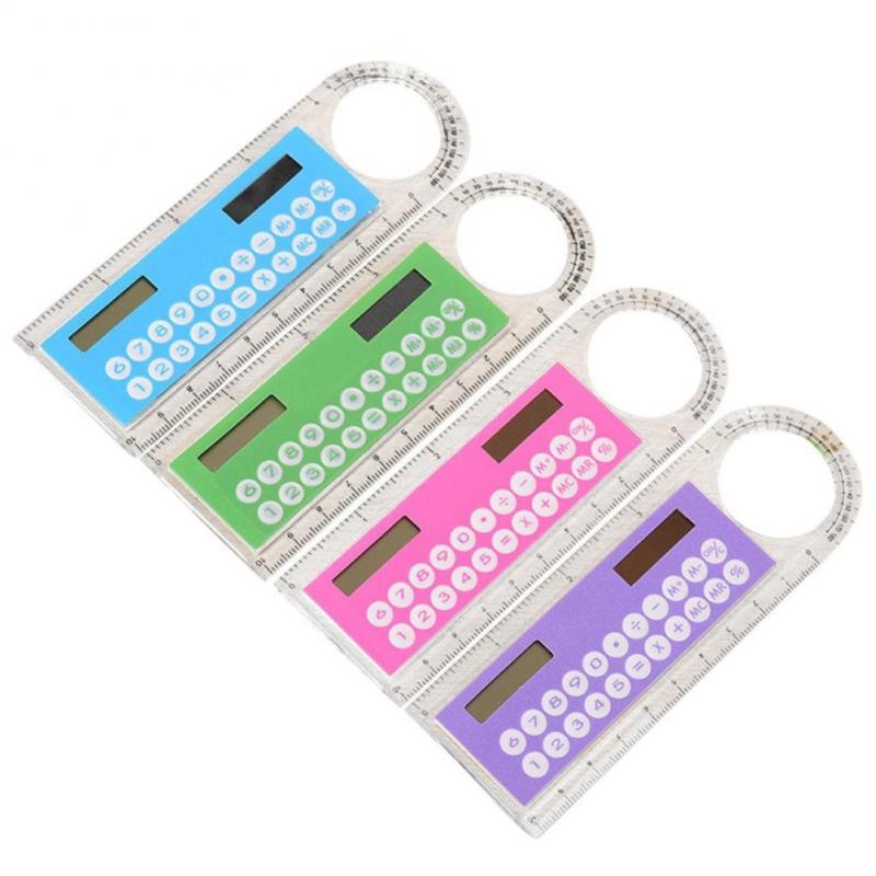 10cm Ruler Mini Digital Calculator 2 in 1 Magnifier Kid Stationery School Office