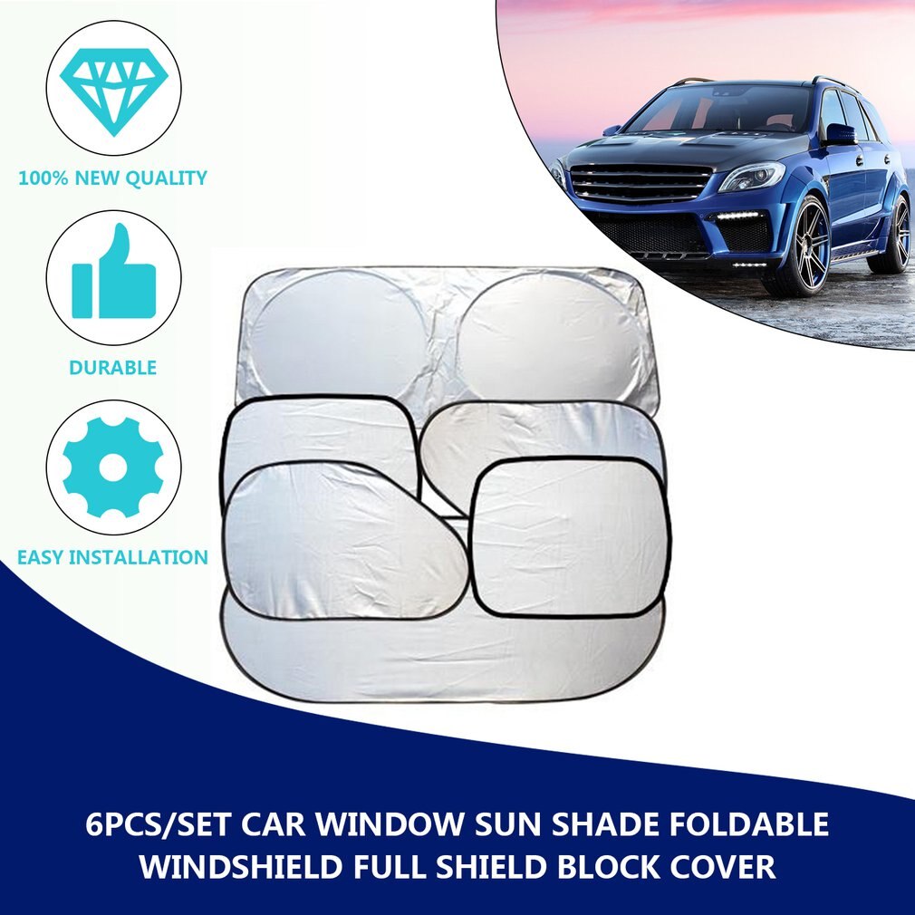 Okno samochodu osłona przed słońcem robić samochodu osłona przeciwwiatrowa na przednią szybę blok przednie okno osłona przeciwsłoneczna ochrona UV okno samochodu film 6 sztuk/zestaw gorąca sprzedaż