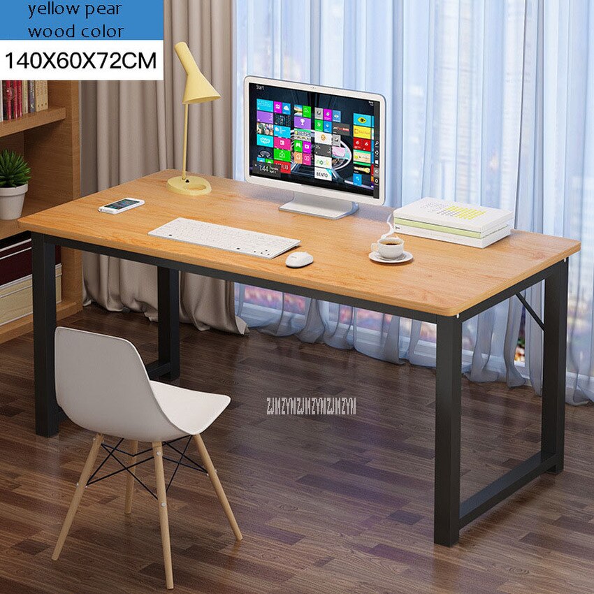 120/140cm*60*72cm Computer Desk Laptop Table for Home Office Working Study Wooden Desktop Steel Frame Durable Simple Desk Table: 140cm Color D