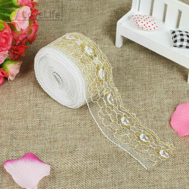Cinta bordada de encaje dorado de 10 yardas, tela de red suave hecha a mano, decoración de costura artesanal, suministros para de boda