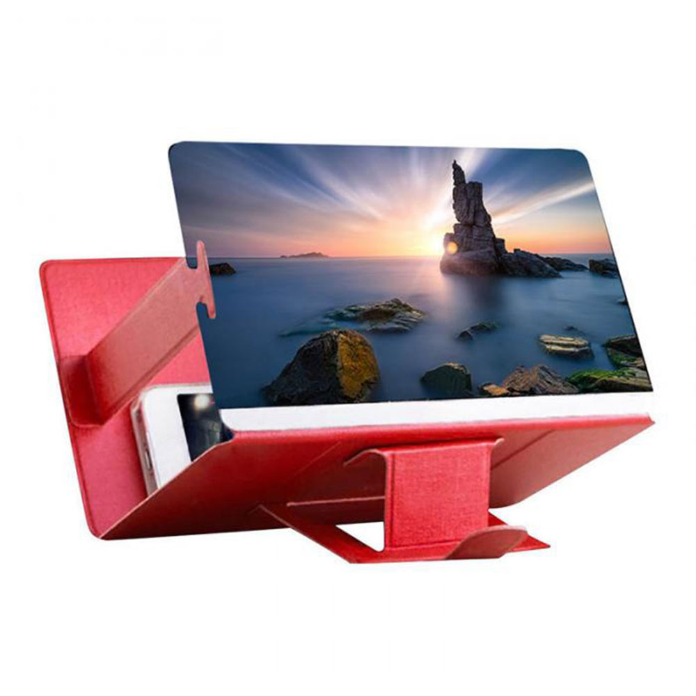 Mobile Phone Screen Magnifier 3D Enlarger Magnifying Video Amplifier Projector Bracket Desktop Holder Stand For Phone: Red