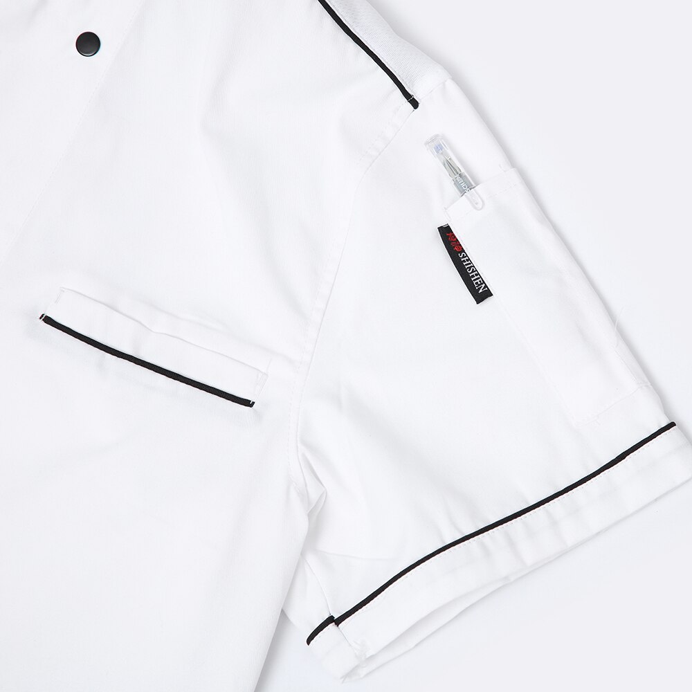 Ademende korte mouwen chef-kok uniform unisex koksjas koffiebar hoge overalls hotel restaurant chef-kok uniform