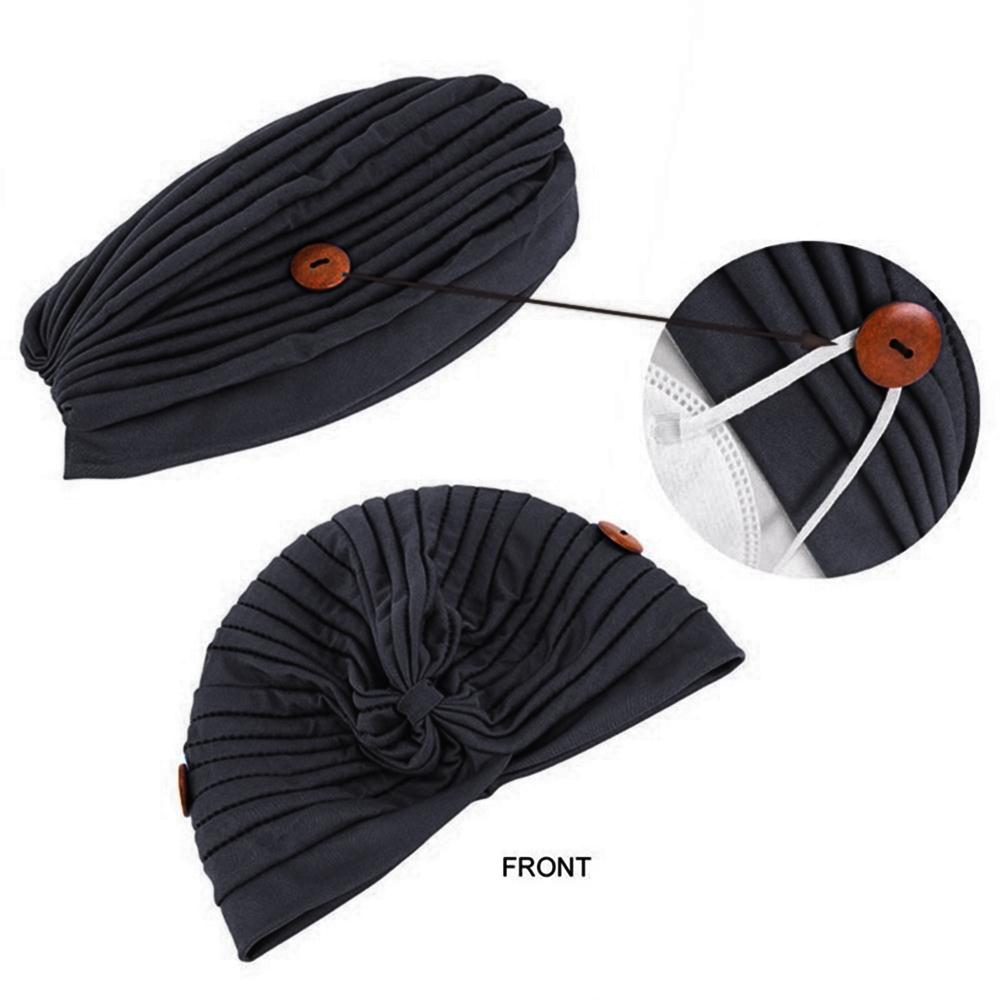 Turbante nodo berretto maschera berretto accessori per capelli regalo poliestere morbido berretto musulmano donna tutto'aperto berretto lavorato a maglia maschera berretto fiore turbante