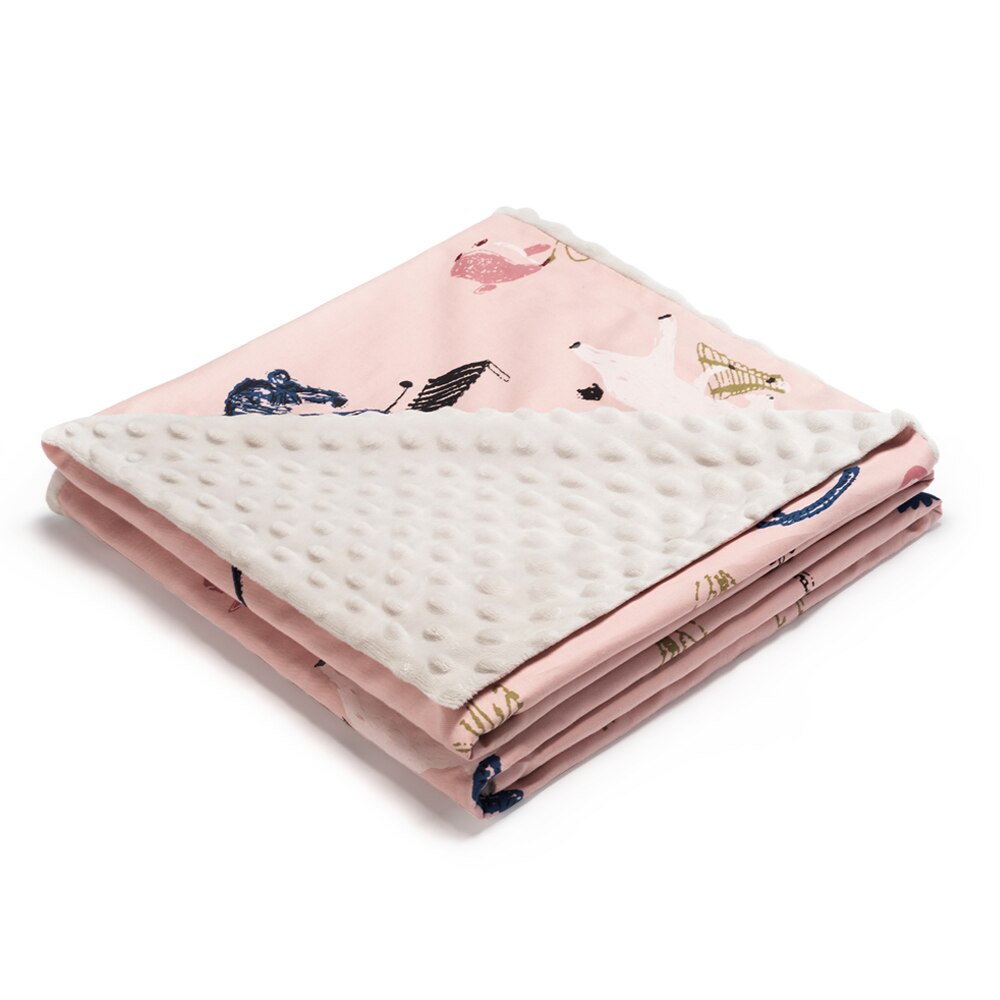 Vändbar unisex barnsmjuk babyfilt minky dot korallfleece mjuk termisk linda sängkläder set bomullsquilt: 5