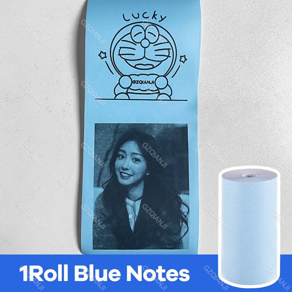 Thermal Label Printer Notes Paper Roll White Color Sticker for Photo Printer 57*30mm Peripage A6 A8 Paperang P1 P2 Poooli Print: 1 Blue Notes