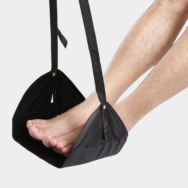 Voetsteun Draagbare Reizen Voetsteun Vlucht handbagage Voet Rest Office Voeten Rest Been Hangmat Travel Accessoires Voetsteun Hangmat: Black