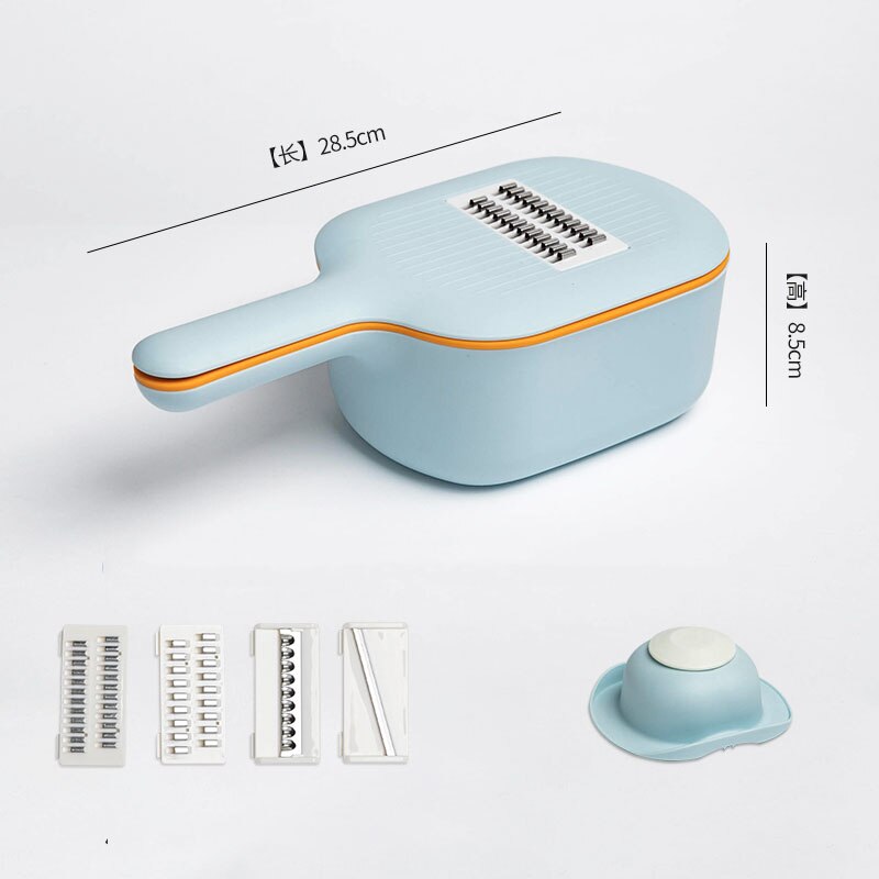 Vegetable Cutter with Steel Blade Mandoline Slicer Carrot Cheese Grater Potato Peeler Vegetable Slicer Kitchen Accessories Green: Light Blue