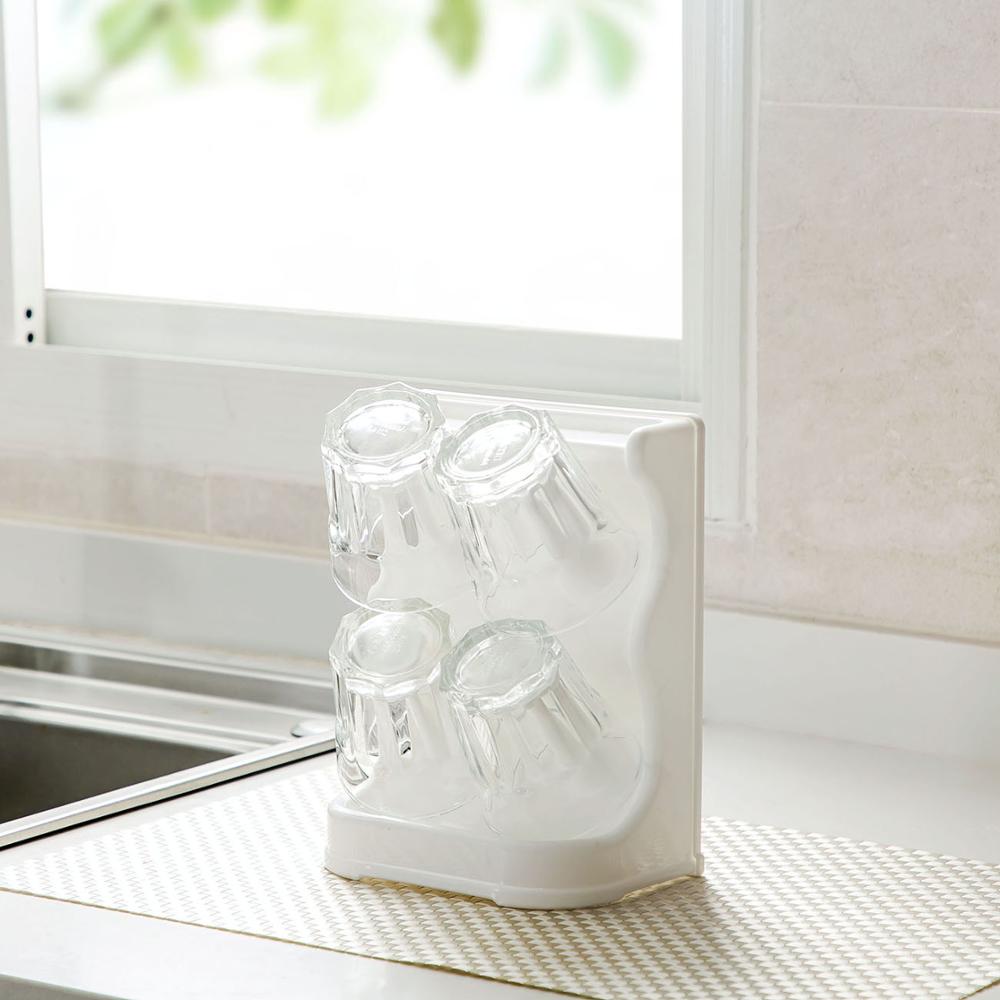 Soporte de pared para estante de almacenamiento de tazas, organizador de vasos de plástico para el hogar, estante de secado de tazas de agua, estante de cristal para decoración del hogar de 4/6 tazas