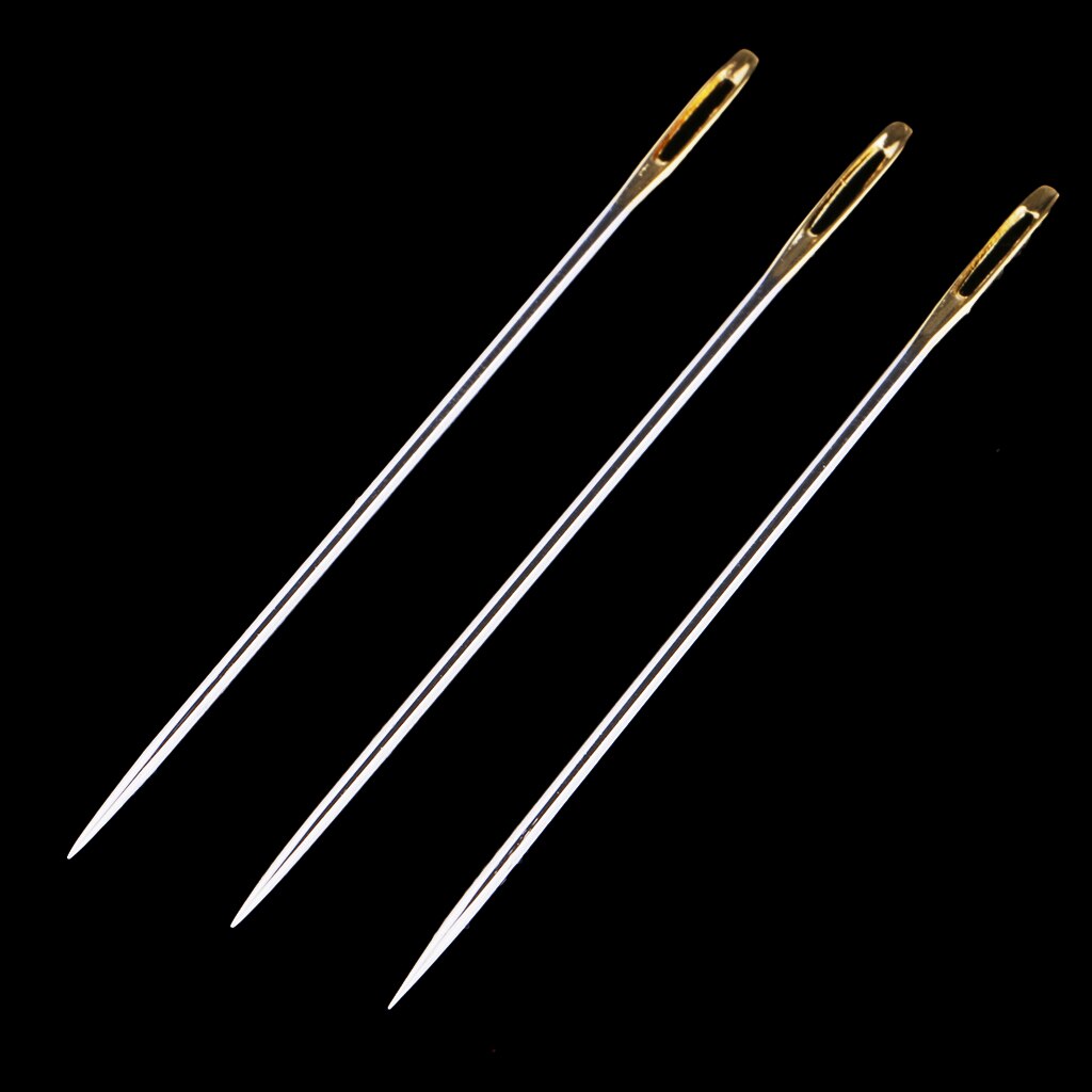 3 Pcs Sharp Steel Needles Small-eye Hand Sewing Needles for Self Threading Stitching Chenille, Darners, Embroidery (Silver)