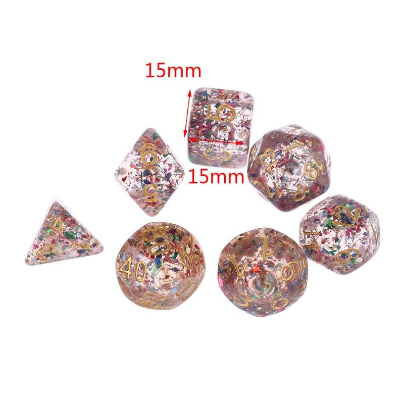 7 Stks/set Polyhedral Multi Zijden Nummers Dobbelstenen Rollenspel Bordspel Voor Bar Pub G92F