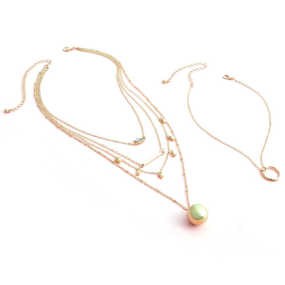 Ingesight. Z 2 Stks/set Multi Layer Kleine Cirkel Crystal Choker Ketting Voor Vrouwen Kleine Bal Kwastje Hanger Kettingen Sieraden