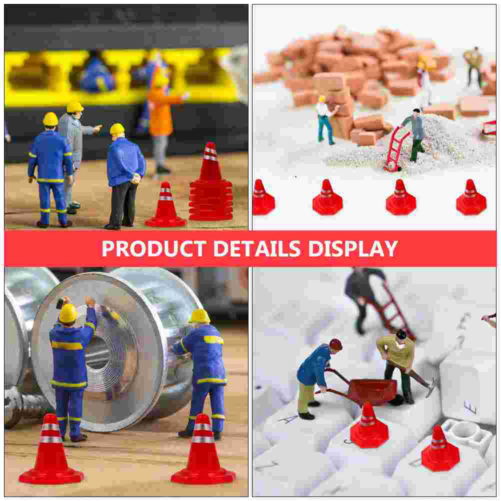 25pcs Simulation Traffic Roadblocks DIY Road Cone Signs Sand Table Props