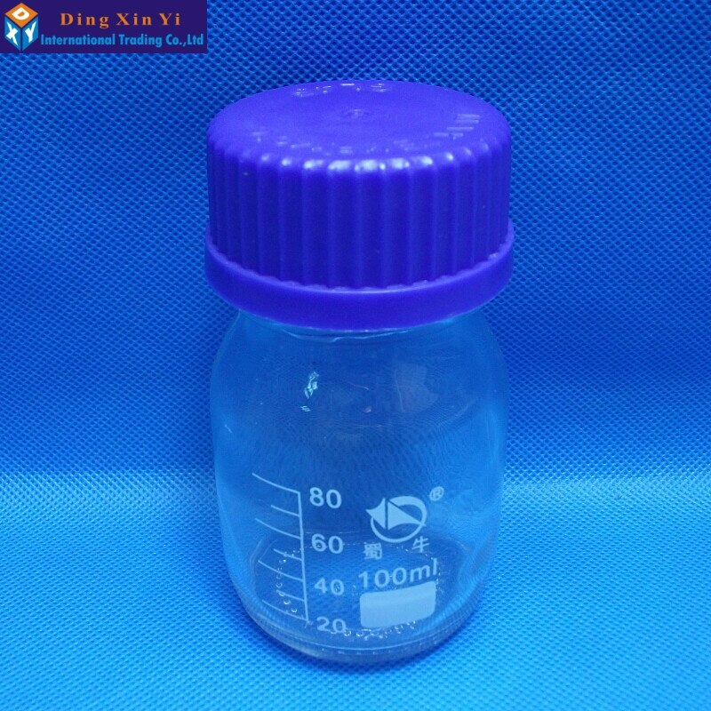 100ml glasreagensflaske med blå skruehætte 100ml laboratoriereagensflaske