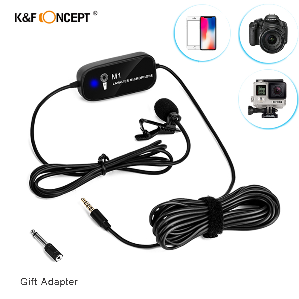 K & F Concept Lavalier Microfoon Draagbare Externe Microfoon Voor Camera Laptop Voor IPhone Android Mobiele telefoon Voor GoPro Hero 7 5 zwart