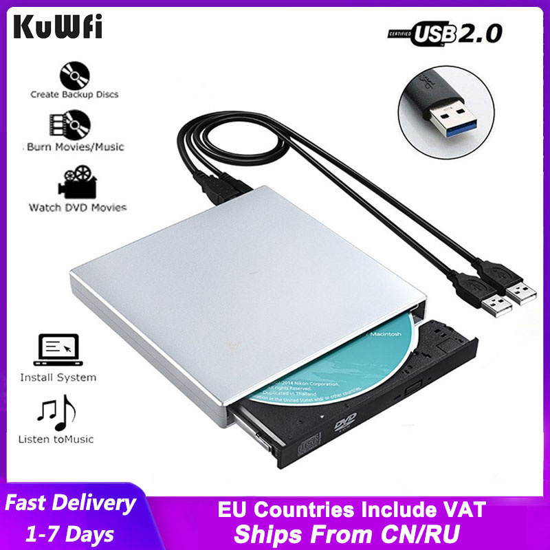 USB 2.0 DVD Recorder Slim External Optical Drive Combo DVD ROM Player CD-RW Burner Writer Plug and Play For Macbook Laptop Desk