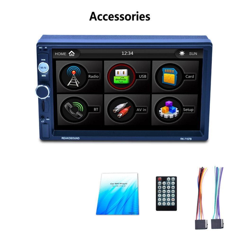 7 "HD LCD pantalla táctil 800*480 coche reproductor MP5 1080P 7 Color Botón de espejo de luz de enlace FM/AM/RDS sintonizador RK-7157B