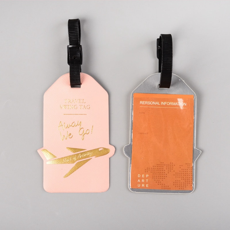 Letter Aircraft PU Leather Luggage Tag Portable Travel Accessories Label Suitcase ID Address Holder Baggage Boarding