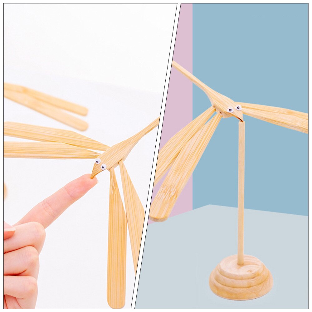 2pcs Bamboo Dragonfly Toys Balance Educational Prop (Wood Color)