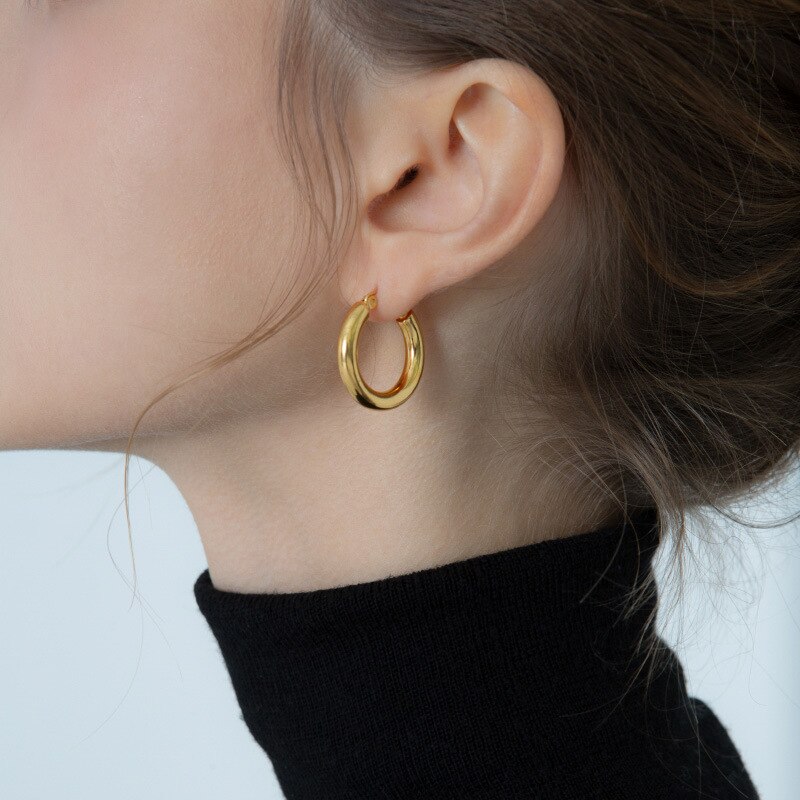 1Pair Rvs Hoop Oorbellen Voor Vrouwen 20/25/30Mm Ronde Cirkel Earring Vrouwen Piercing Anti-Allergische Oor Gesp Sieraden