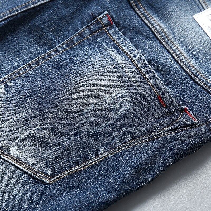 Stretchiga korta jeans för män casual slim fit elastiska jeansshorts manligt märke sommarkläder