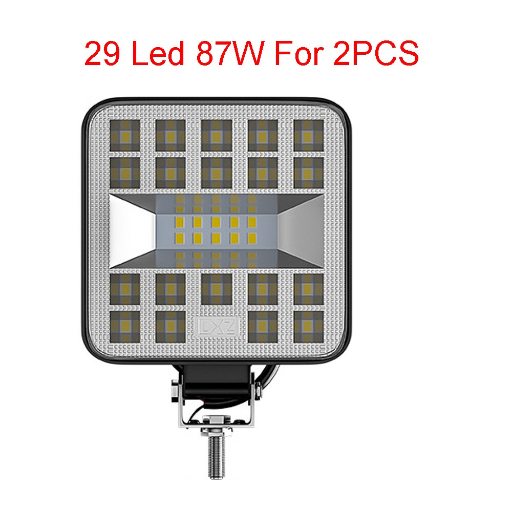 Luz Led de trabajo para camiones y Tractor, foco reflector LED de 87W/69W/57W, 12 voltios, luces de trabajo para 4x4 ATV, todoterreno, luces antiniebla de 24V: 2 pcs 29LED 87W