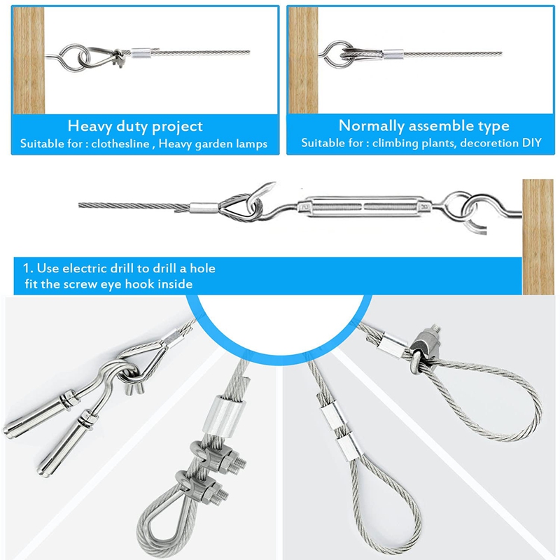 30M Tuin Draad Voor Klimmen Planten, draad Hek Draad Touw Clips Spanschroef Draad Spanner Voor Lichtslingers Opknoping Kit