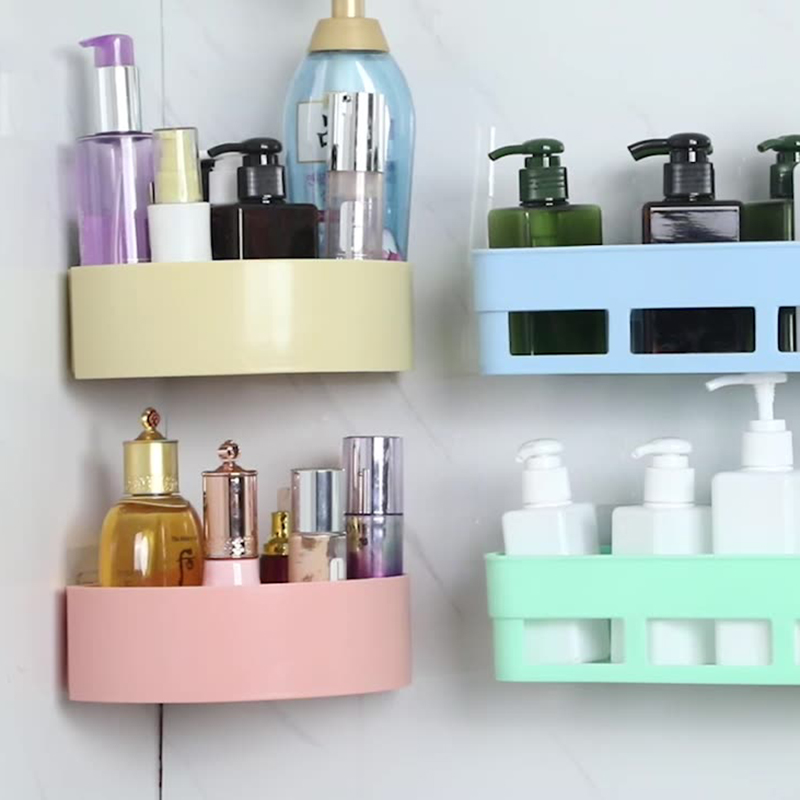 Étagère murale multifonction, coin à pression, en plastique, pour salle de bain, Drainage, rangement de douche