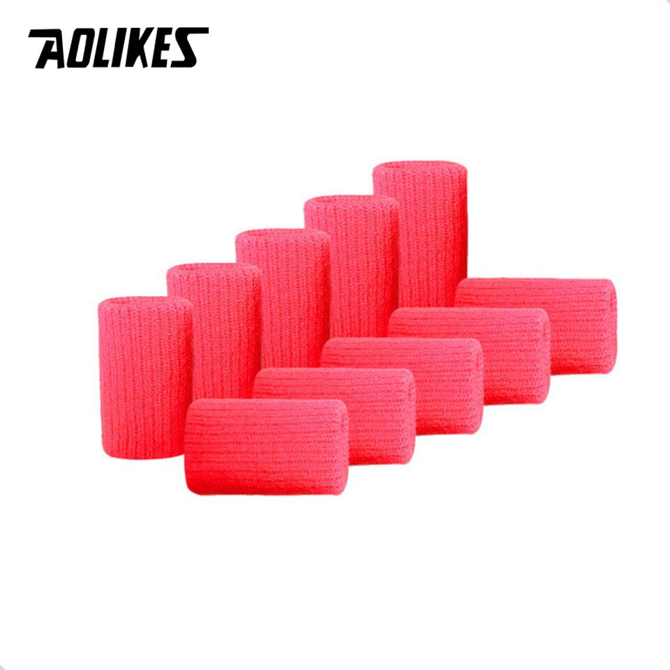 Aolikes 10 st/lot elastiska fingerärmar basket sport säkerhets tumskydd för volleyboll badminton gym hälsovård: Röd