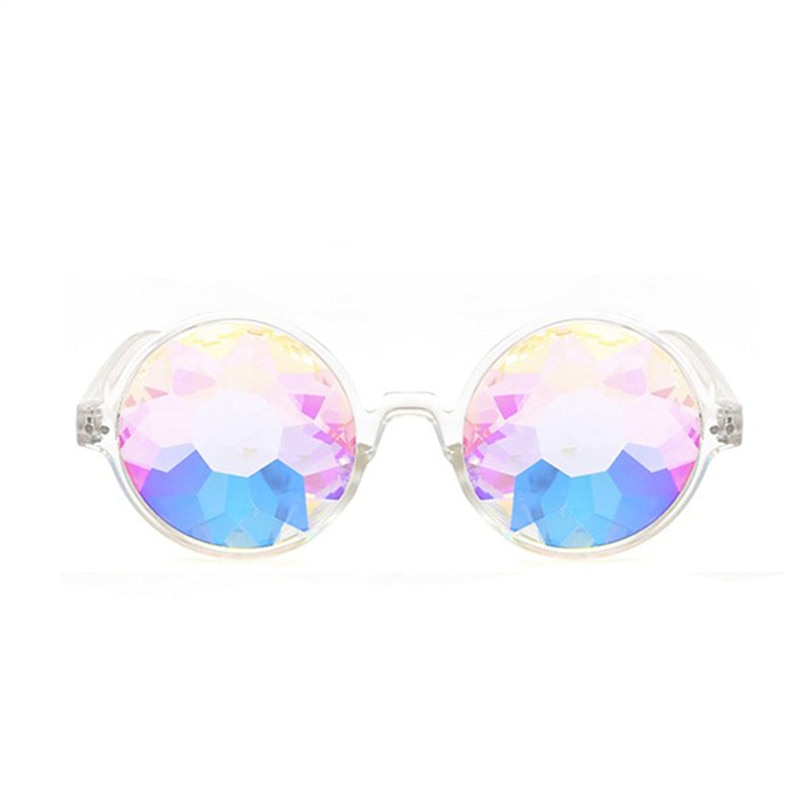 Kaléidoscope rond lunettes Rave Festival hommes femmes concepteur holographique kaléidoscope femme mâle lunettes de soleil rétro