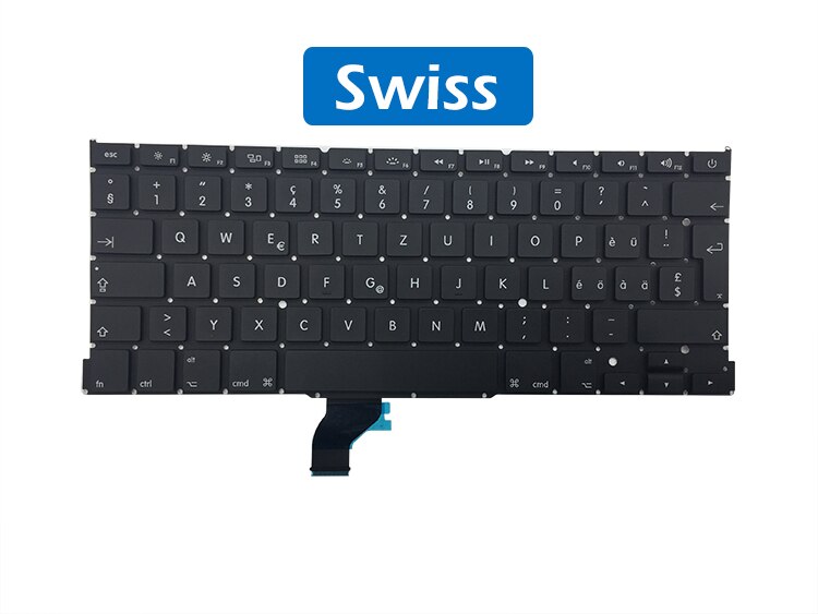 A1502 teclado de repuesto con noruego sueco suizo portugués para Macbook Pro 13 pulgadas Retina Año: Swiss