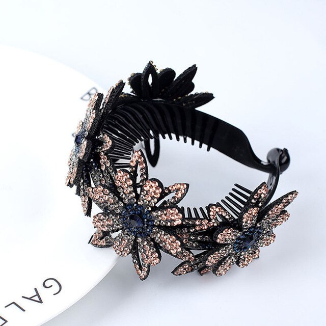 Koreaanse Rhinestone Haar Broodje Maker Klauwen Kooi Vrouwen Crystal Hair Clips Haarspelden Paardenstaart Houder Hoofddeksels Haar Accessoires: Champagne Blue