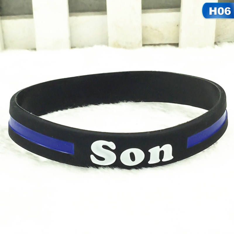 1pc Papà Mamma Figlia Figlio Fratello Marito Sottile Linea Blu Braccialetti Del Wristband Del Silicone Agenti di Polizia di Pattuglia Consapevolezza di Sostegno