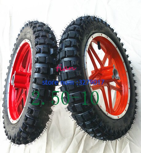 10inch (10'')Mini Dirt Bike Knobby Tire wheels 2.50-10 Front or Rear rims & tyre Off Road Motocross mini motorrad child