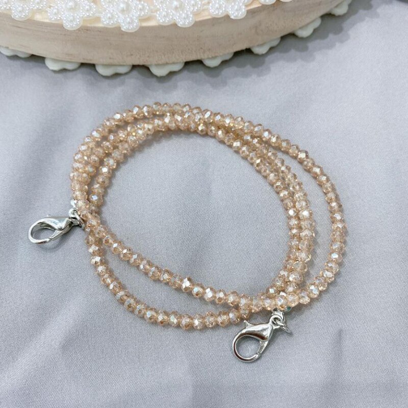 Cadena para mascarilla facial con cuentas de cristal para hombre y mujer, cadena para gafas de sol con cuello, cordones, accesorios para gafas: Champagne